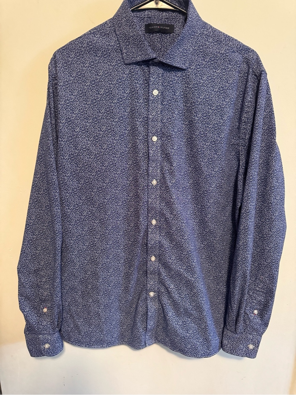 Tommy Hilfiger Men's Blue Printed Dress Shirt